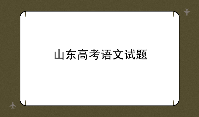 山东高考语文试题