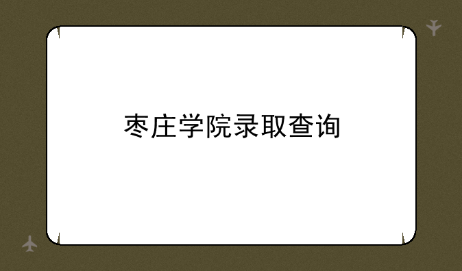 枣庄学院录取查询