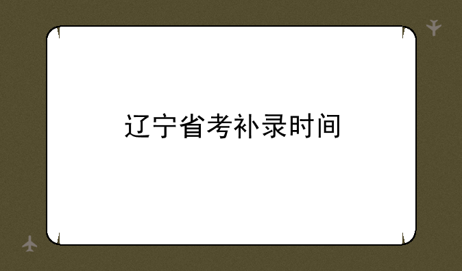 辽宁省考补录时间