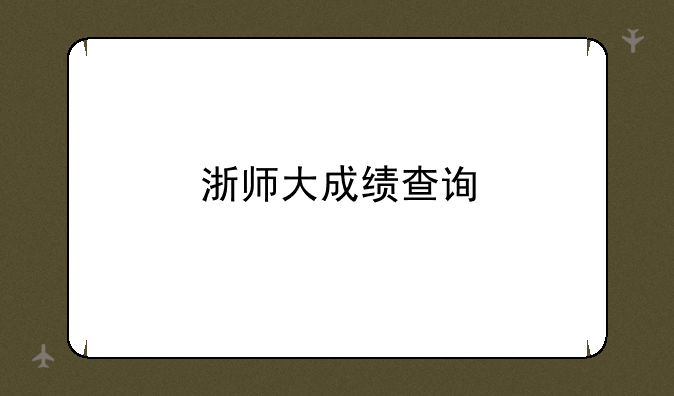 浙师大成绩查询