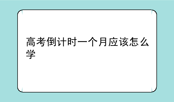 高考倒计时一个月应该怎么学