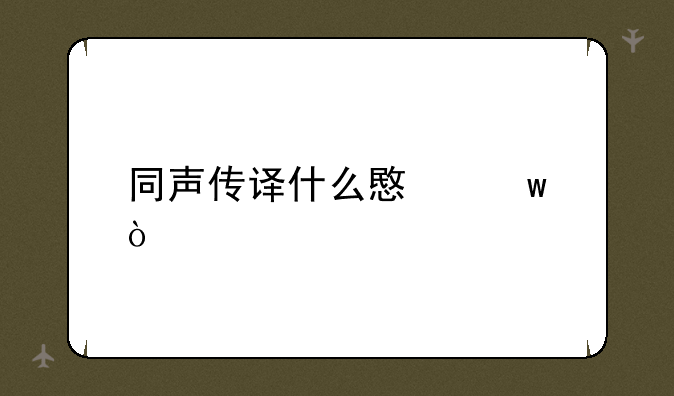 同声传译什么意思？