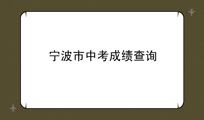 宁波市中考成绩查询