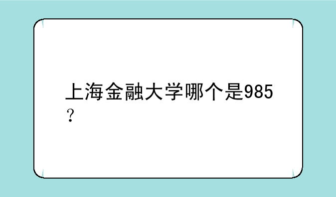 上海金融大学哪个是985？