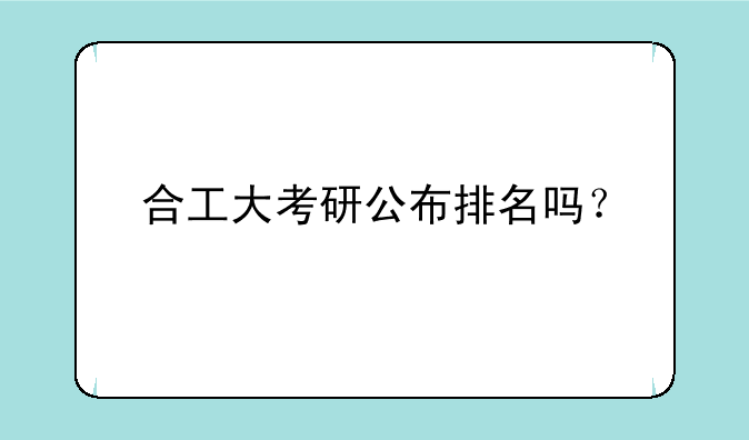 合工大考研公布排名吗？