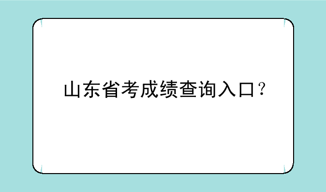 山东省考成绩查询入口？
