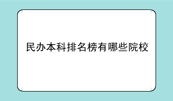民办本科排名榜有哪些院校