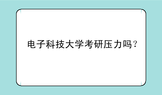 电子科技大学考研压力吗？