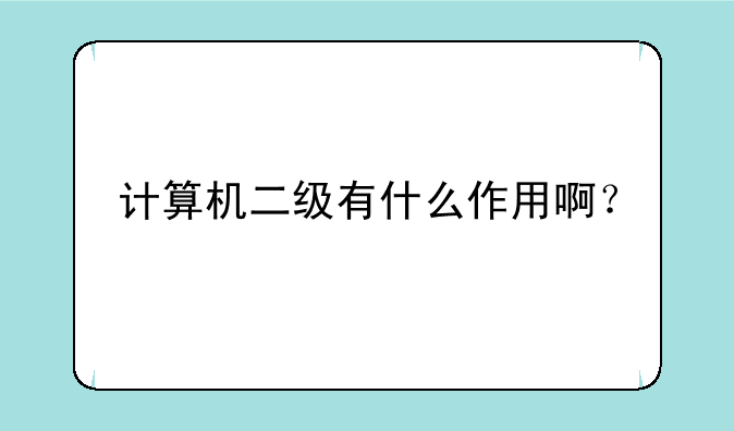 计算机二级有什么作用啊？
