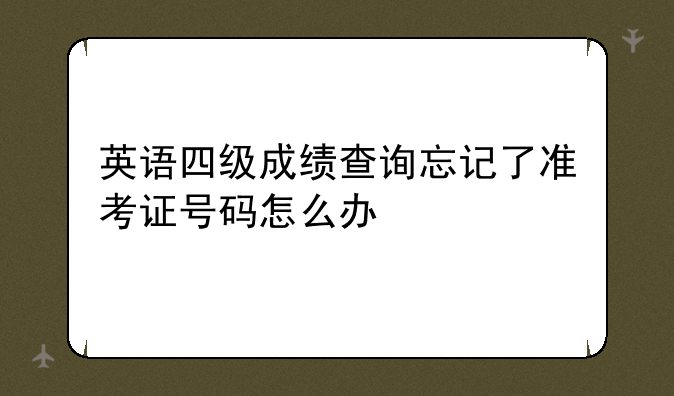 英语四级成绩查询忘记了准考证号码怎么办