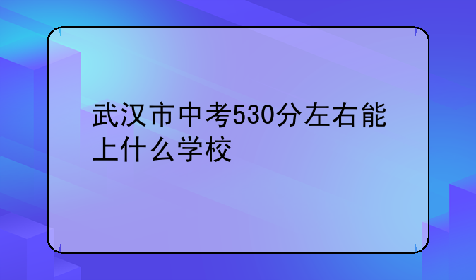 武汉市中考530分左右能上什么学校