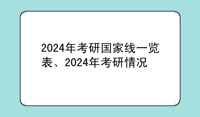 2024年考研国家线一览表、2024年考研情况