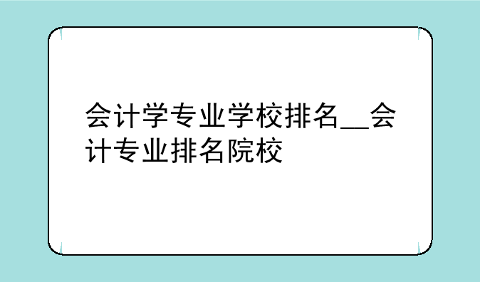 会计学专业学校排名__会计专业排名院