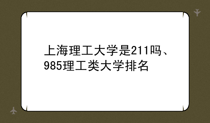 上海理工大学是211吗、985理工类大学排名