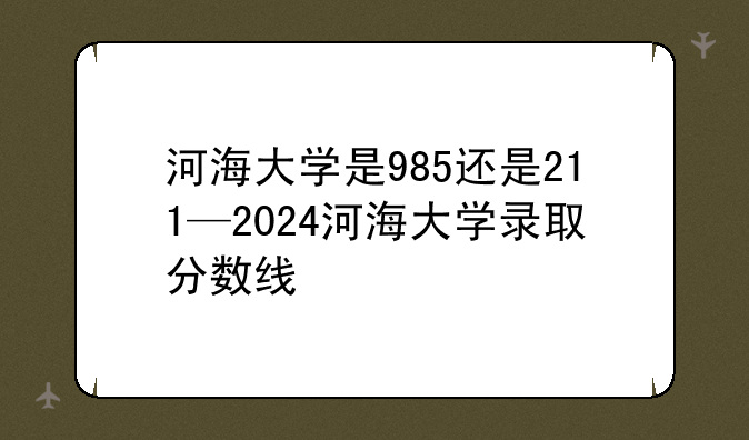 河海大学是985还是211—2024河海大学录取分数线