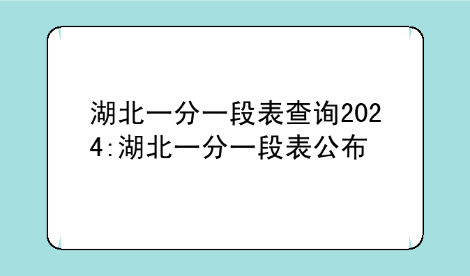 湖北一分一段表查询2024:湖北一分一段表公布