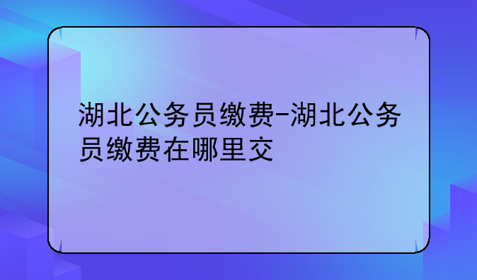 湖北公务员缴费-湖北公务员缴费在哪里交
